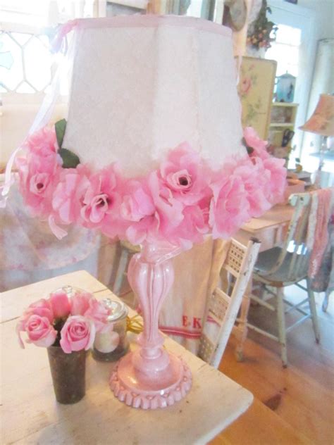 Pink lamp with roses and lace shade victorian shabby chic. $39.00, via ...