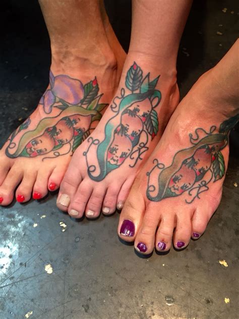 Mother daughter matching tattoos. 3 peas in a pod. Foot tattoo | Tattoos for daughters, Matching ...