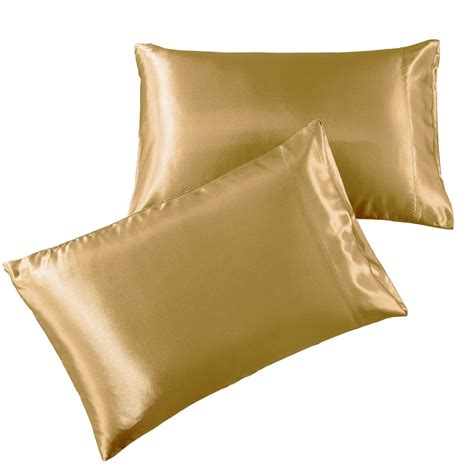 Satin Pillowcase King [2-Pack, Gold] - Hotel Luxury Silky Pillow Cases ...