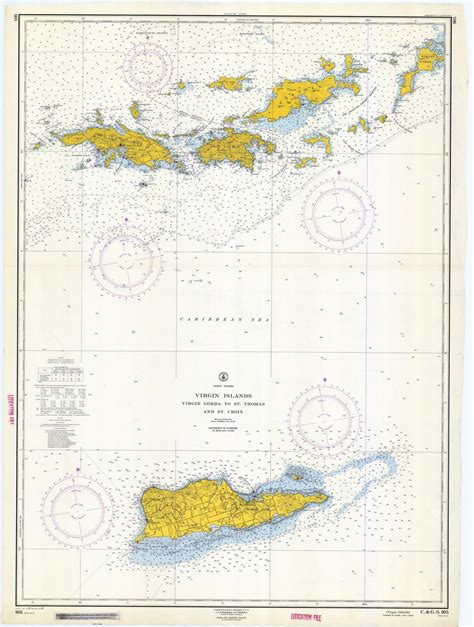 Virgin Islands Map - USVI & BVI Chart 1962 | Historical maps, Map ...