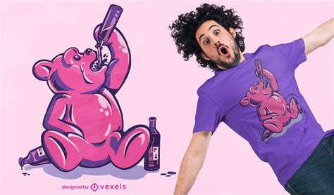 Drunk Gummy Bear T-shirt Design Vector Download