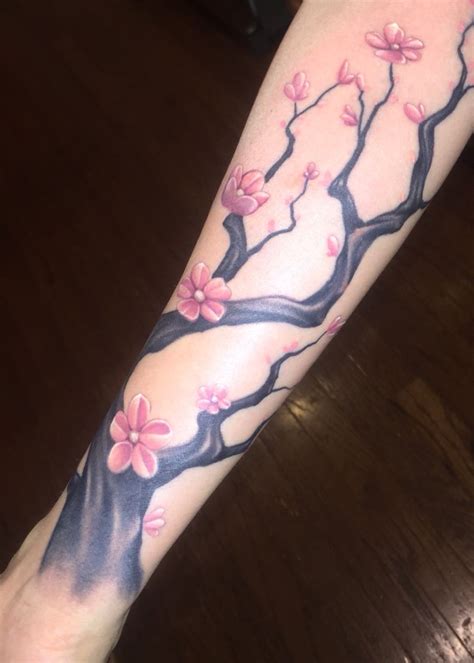 Cherry blossoms. Finally starting my arm. Forearm to elbow. First session with Alonzo Gonzal ...