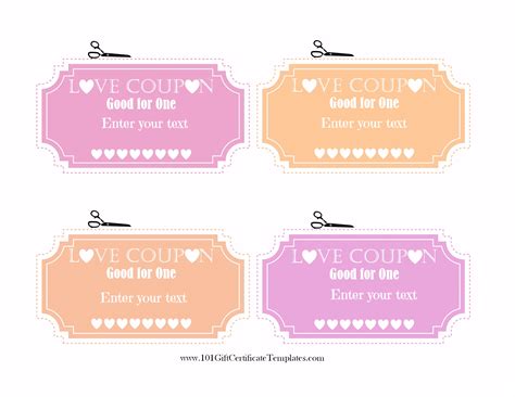 Free Editable Love Coupons for Him or Her