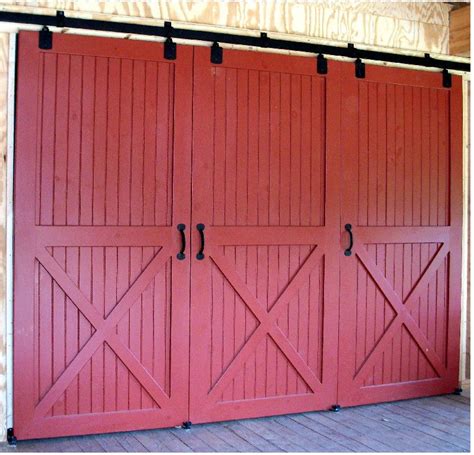 Triple combination of sliding doors for storage area | Garage door design, Barn door decor, Barn ...