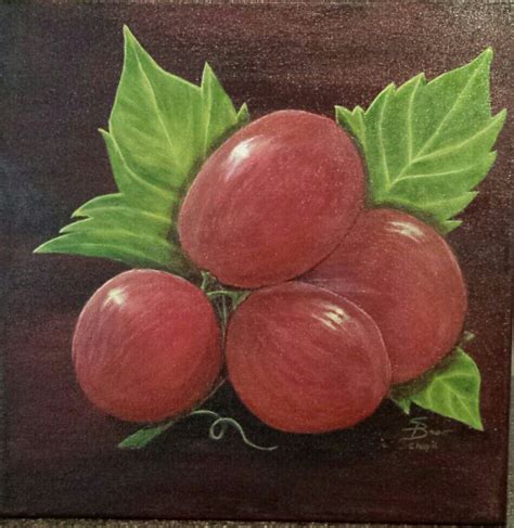 "Grapes" acrylic, realism, grapes, fruit, purple, red, green, painting ...