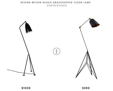 Design Within Reach Grasshopper Floor Lamp $1030 vs. World Market Matte Black and Gold Tripod ...
