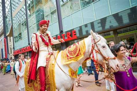 Indian Baraat Processional on White Horse