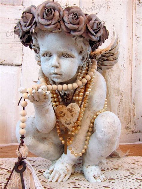 Cherub Statue With Rose Crown Embellished With Beaded Garland - Etsy | Statue, Cherub, Anita ...