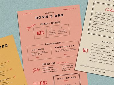 Rosie's BBQ Menus by Kendra Lebo on Dribbble