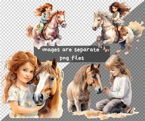 Girl & Horse Clipart, Cute Girl, Girl Riding Horse, Digital Pintables ...