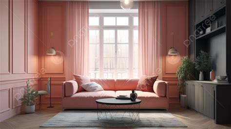 Living Room Pink Cute Background, Living Room, Background, Sofa ...