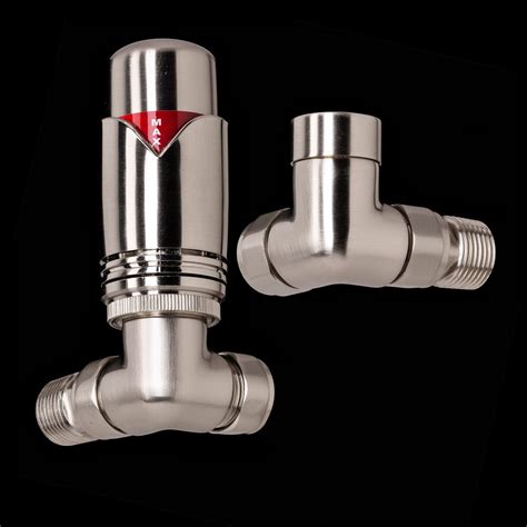 Brushed Nickel Thermostatic Corner Valves | geyser.co.uk