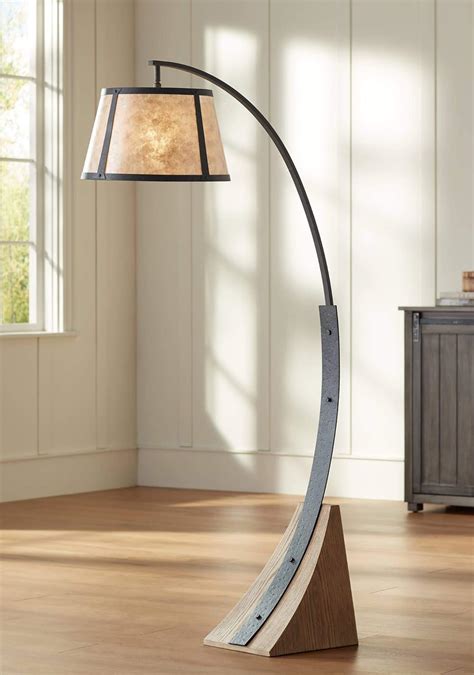 Buy Oak River Rustic Farmhouse Mission Style Arched Floor Lamp 66.5 ...