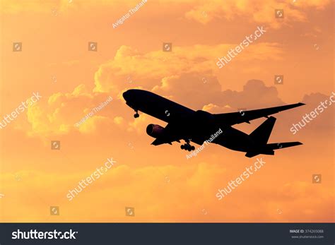 Airplane Silhouette Sky Sunset Stock Photo 374265088 | Shutterstock