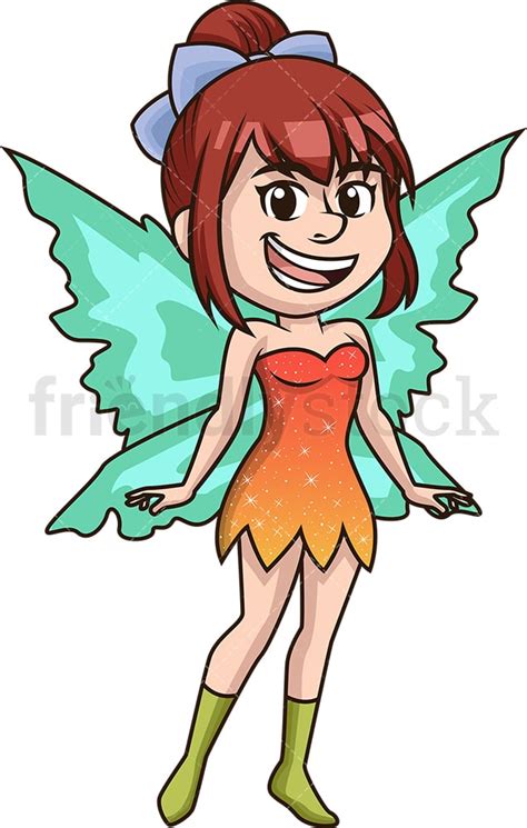 Cute Fairy With Blue Wings Cartoon Clipart Vector - FriendlyStock