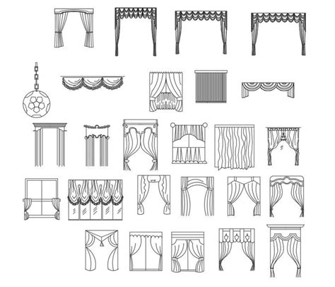 Multiple window curtain 2d elevation blocks cad drawing details dwg file - Cadbull