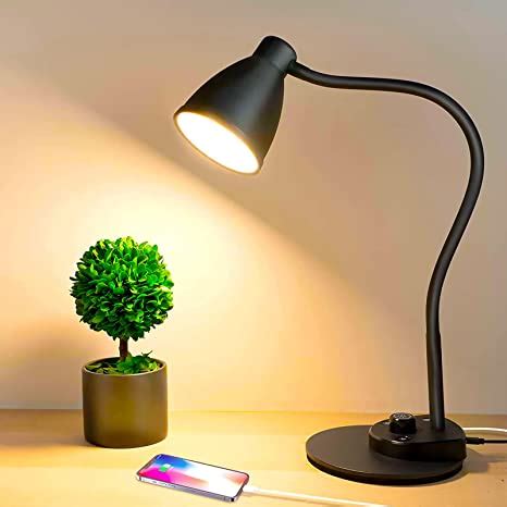BOHON LED Desk Lamp with USB Charging Port 3 Color Modes Dimmable ...