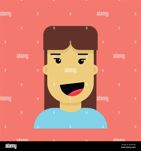 Modern style happy girl cartoon character in vector isolated on coral color Stock Vector Image ...