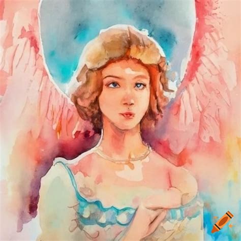Soviet style christmas card with a watercolor angel in moscow on Craiyon