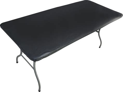 TopTableCloth 4ft 48 x 24 inch Black Rectangle Picnic Table Cover Elastic Tablecloth on The ...