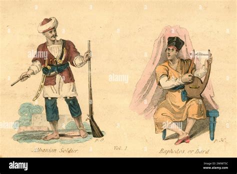 Albanian Soldier and Rhapsodos (Rhapsode or Bard, performer of epic poetry Stock Photo - Alamy