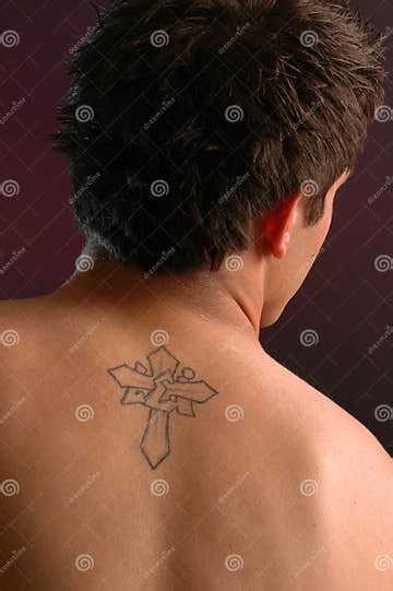 Graffiti cross tattoo editorial stock image. Image of back - 1580054