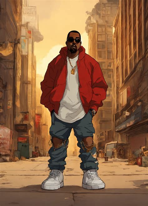 Lexica - Hip hop art style Kanye West boondocks full body