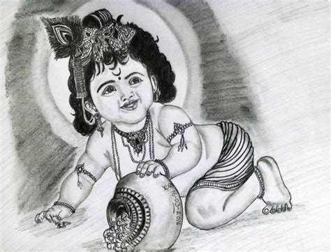 cute little krishna drawing | Krishna drawing, Sketches, Krishna painting