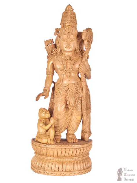 15" Handmade Wooden Lord Rama with Hanuman Statue – VTI HERITAGE