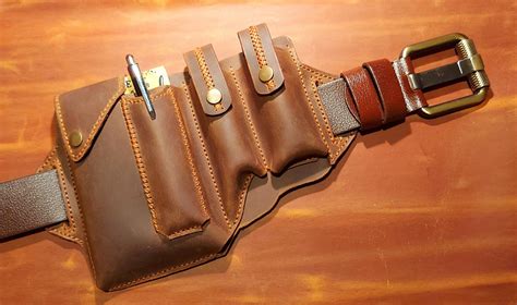 EDC Belt Organizer, Leather EDC Belt Pouch, Handmade Leather Sheath with Handmade Leather ...