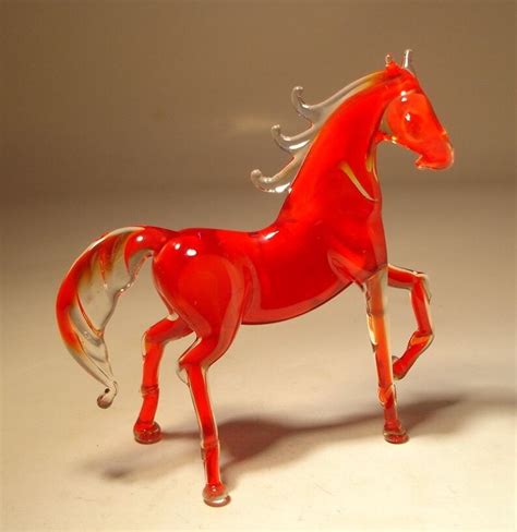 Handmade Blown Glass Figurine Art Animal Bright Red HORSE | Etsy