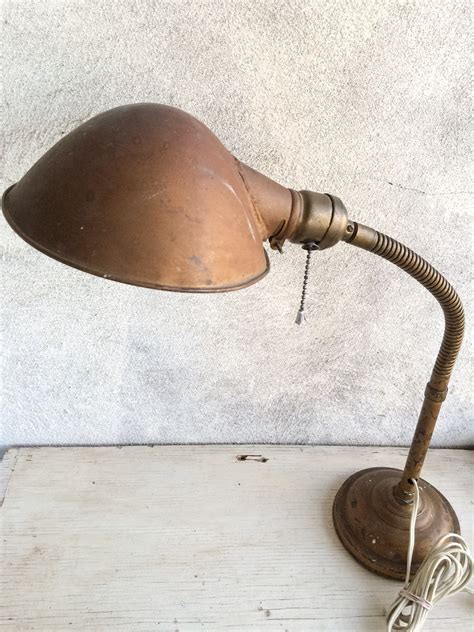 Vintage Metal Gooseneck Desk Lamp Art Deco Industrial Decor