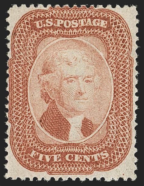 1858 5c brick red stamp to headline Siegel auction. The lot is to be realized for $80,000 ...