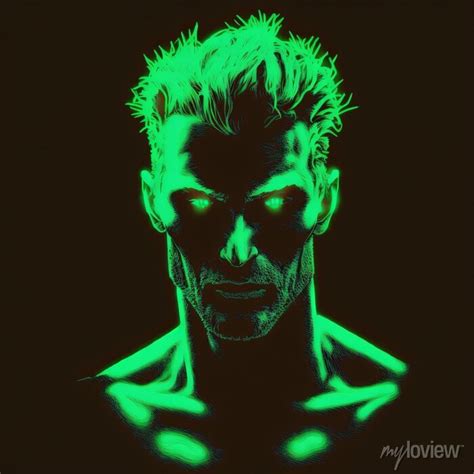 Evil man face silhouette neon glowing light portrait isolated fotomural • fotomurais para ...