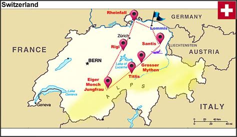 Suíça alpes mapa - alpes Suíços mapa suíça (Europa Ocidental - Europa)