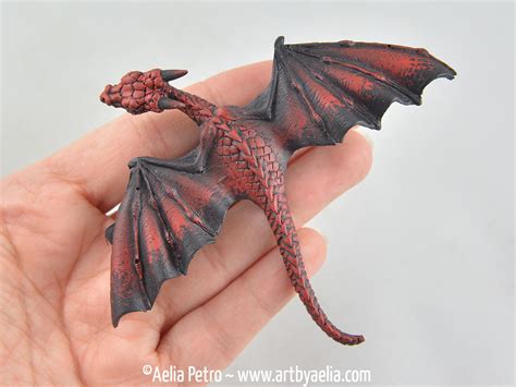 Realistic Baby Dragon Hair Clip Black and Red Dragon IN - Etsy