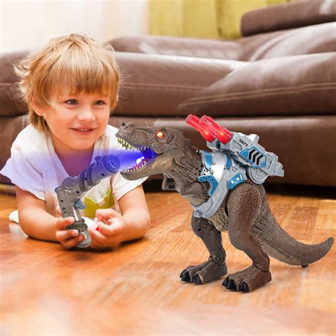 Remote Control Dinosaur Toys for Kids, Dinosaur Toy with Attack Shooting, Spraying, Walking ...