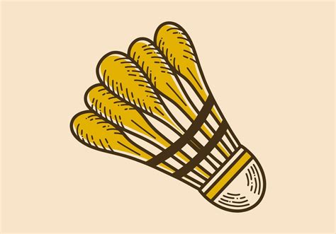 Badminton shuttlecock retro vintage line art 12032970 Vector Art at ...