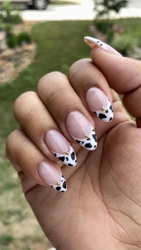 Cow print nails French tip nails | Gel nails, Cow nails, Nail art