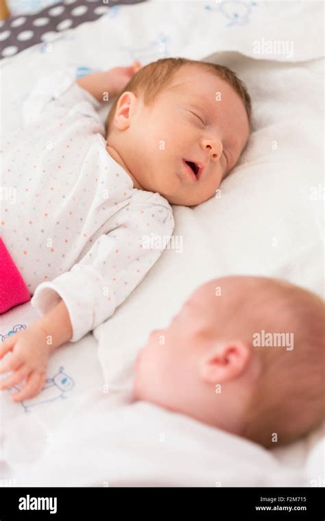 Sleeping newborn twins Stock Photo - Alamy