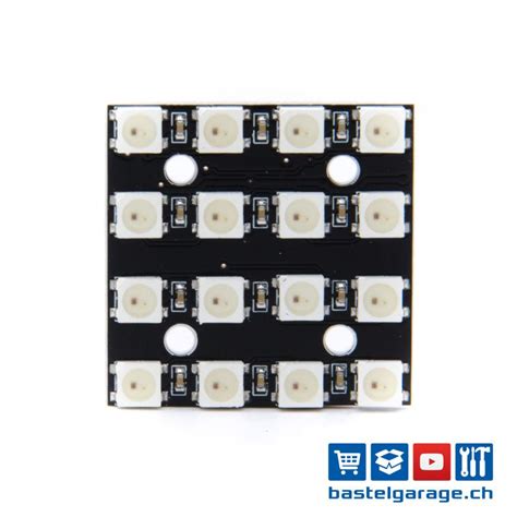 4x4 WS2812B RGB LED Matrix - 16Bit - Bastelgarage Elektronik Online Shop