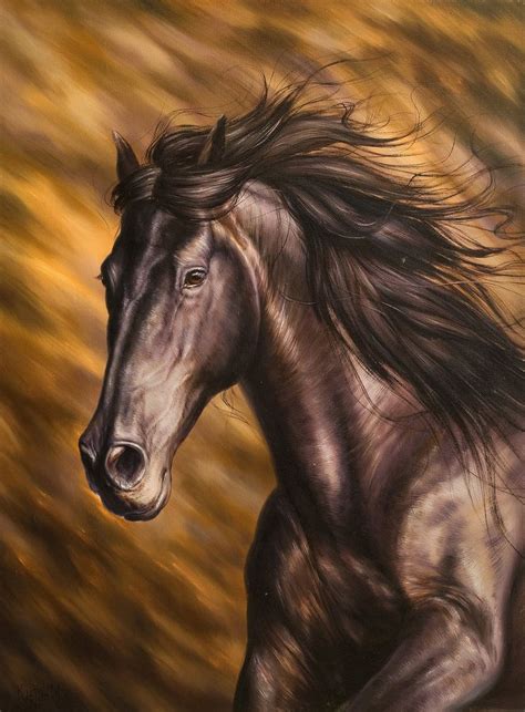 Running Wild Horse, Original Oil Painting, Realism Style, Animals ...