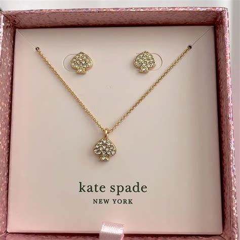 Kate Spade New York. Clear/Gold Pave Pendant and Studs Box Set. Kate ...