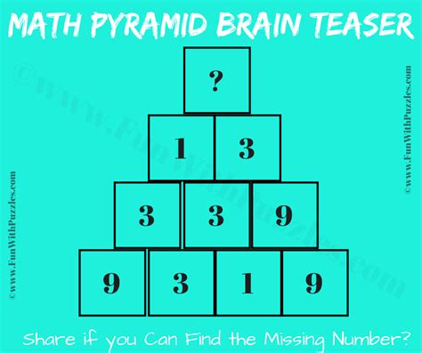 Pyramid Picture Maths Puzzle and Answer | Number Puzzle | Maths puzzles, Math riddles, Puzzles ...