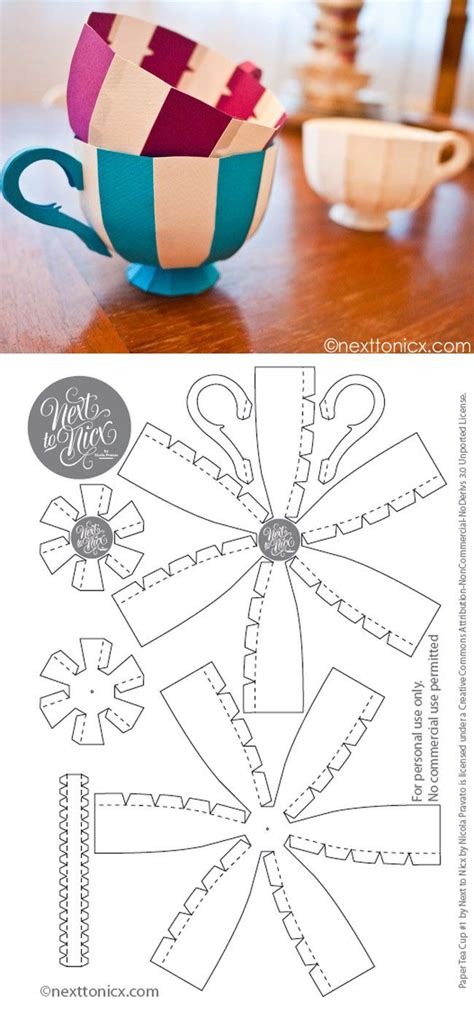 Free Printable 3D Tea Cup these would be cute to hang at an Alice in wonderland Free Printable ...