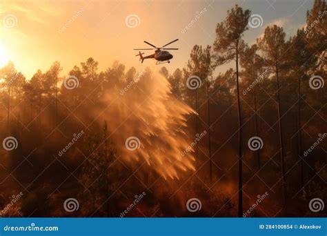 Helicopter Fighting Forest Fire with Water Drop Stock Illustration ...