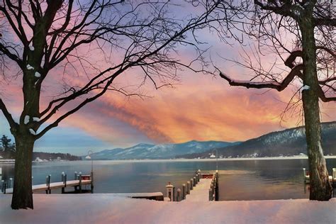 Lake George Winter Sunrise Photograph by Lori Deiter - Fine Art America