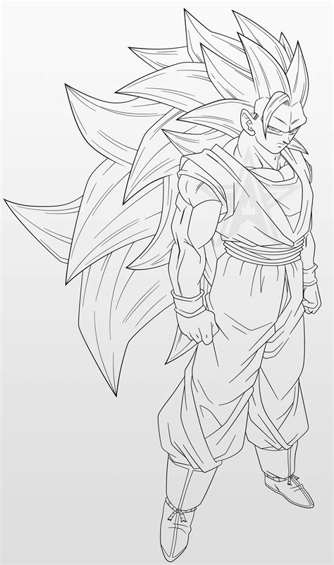 Super Saiyan 3 Goku #1 [Line-Art] by AubreiPrince on DeviantArt