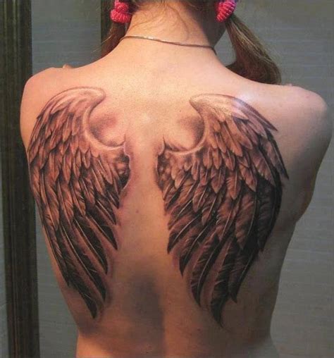 Realistic 3D angel wings tattoo on back | Angel wings tattoo, Wings tattoo, Wing tattoos on back