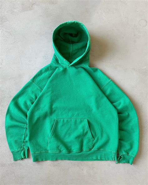 1990s - Distressed Green Blank Hoodie - M – The Thirteen Club